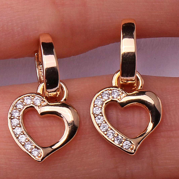 Jewelry - Love Heart Topaz Zircon Gold Filled Earrings